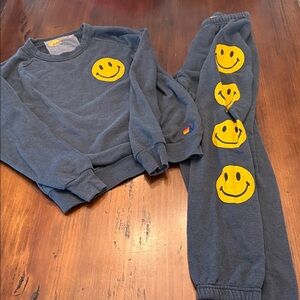 Aviator Nation Blue and Yellow Smiley Joggers Set